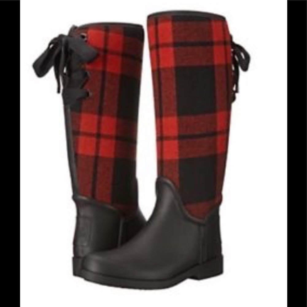 Coach tristee plaid rainboots size 8